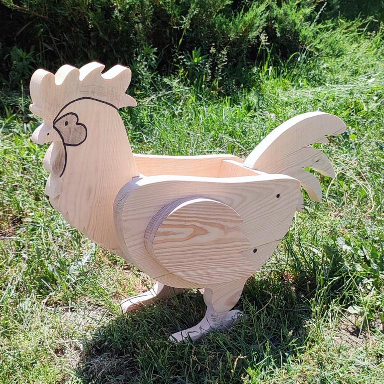 rooster planter pot Primitivewood Rooster Flower Pot(DIY Paint by oneself) – Cafmelo