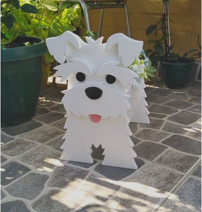 schnauzer plant pot White Schnauzer Flower Pot – Cafmelo